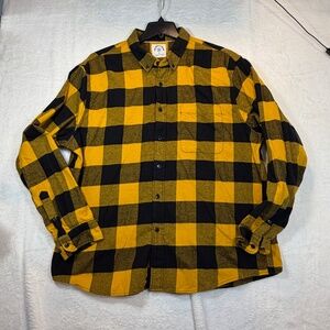 Customized Version by Dubnik Plaid Shirt Mens Size 2XL Yellow Black Cowboy Flann